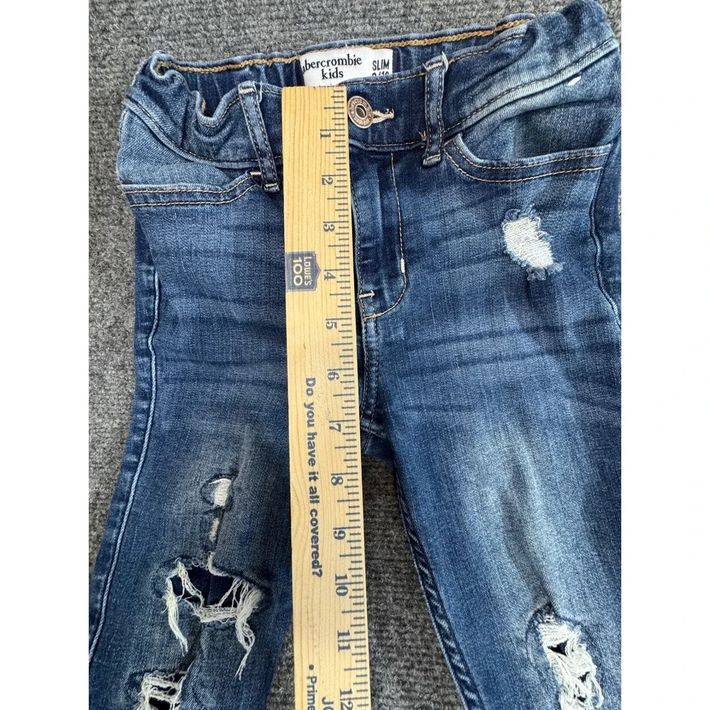 Abercrombie Kids High Rise Jean Legging Slim 9/10 Distressed Frayed Hem Denim